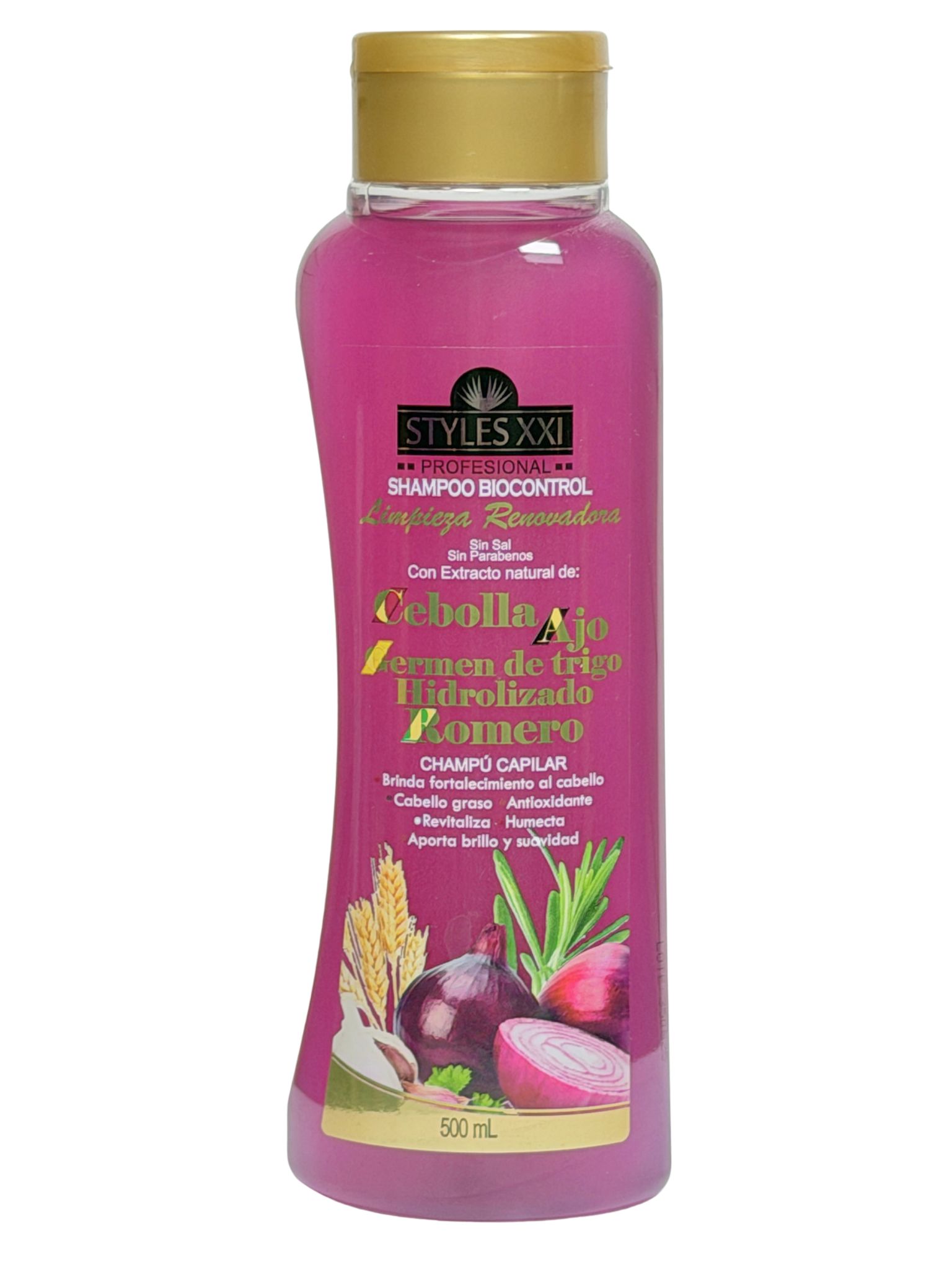 Shampoo Cebolla, Ajo, Romero y Germen de Trigo